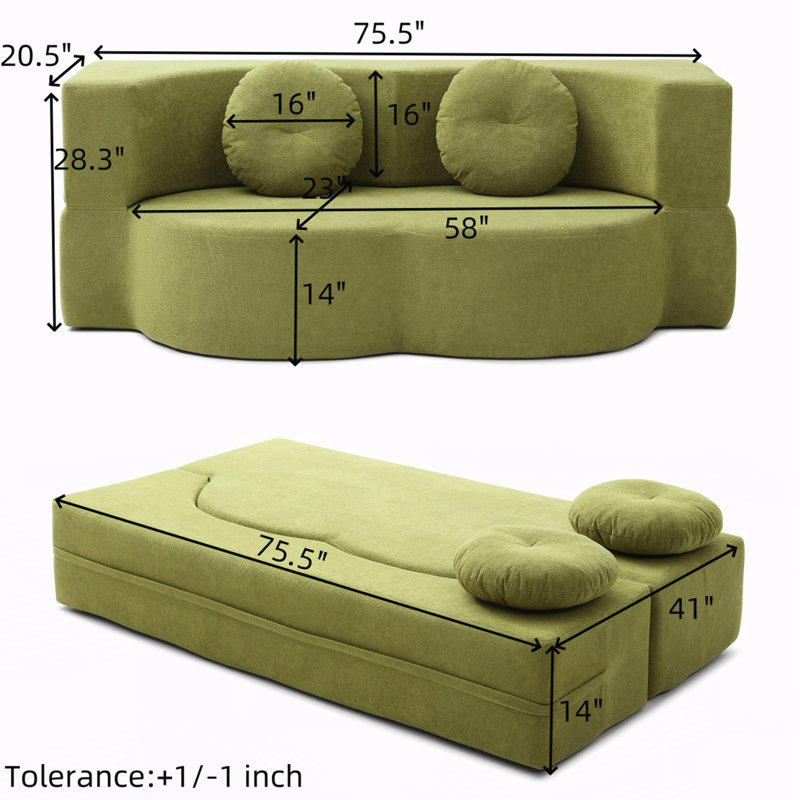 Causeuse de plancher et futon, Vert