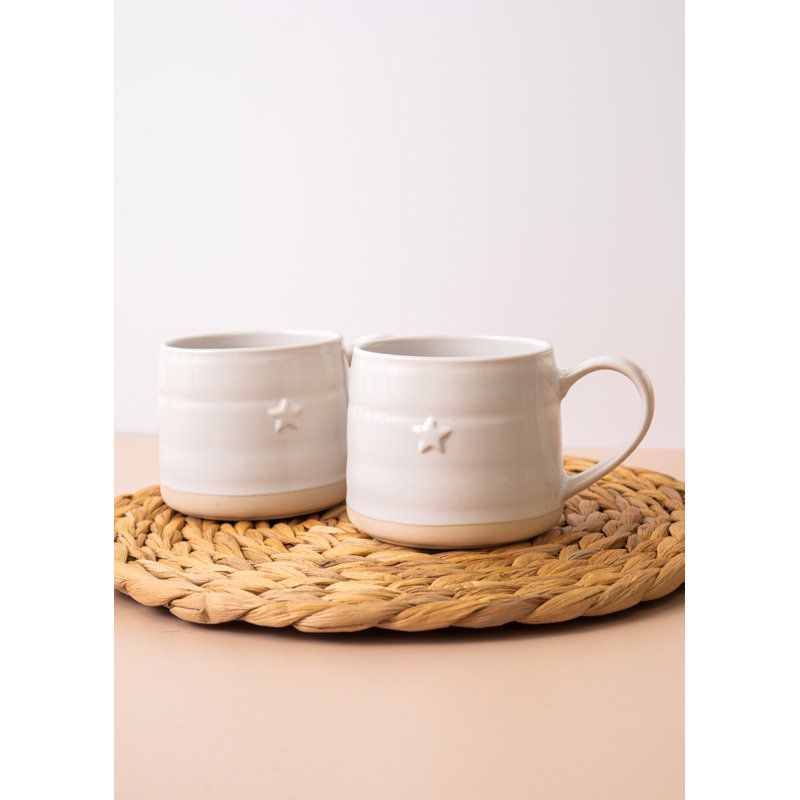 Mikasa Farmhouse Star Stoneware Mugs, 380ml, White