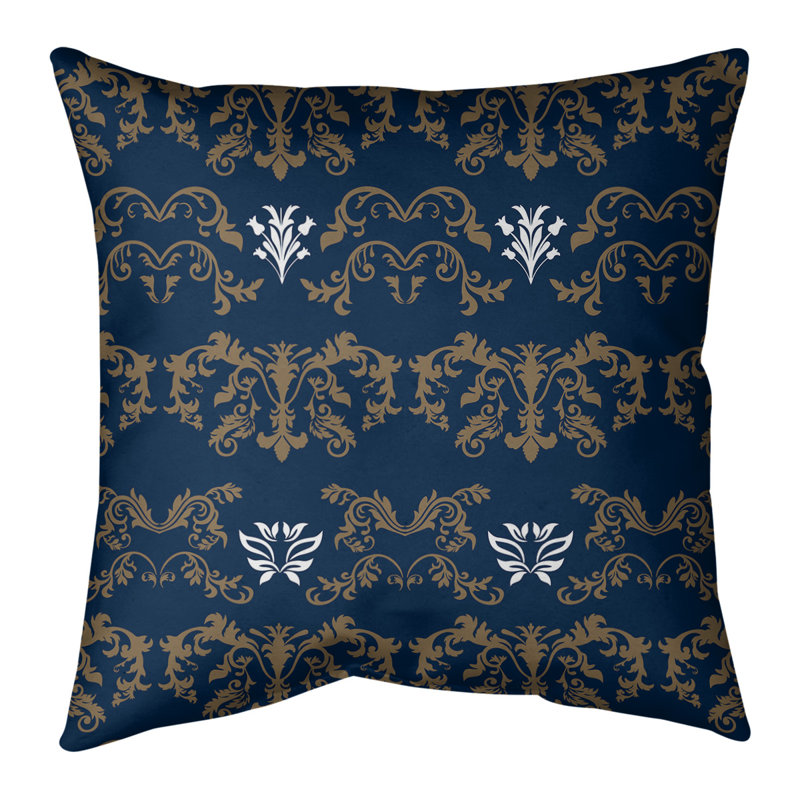 Housse de coussin St Louis Football Baroque, Bleu marine / brun / blanc, 14 po x 14 po, Simili daim