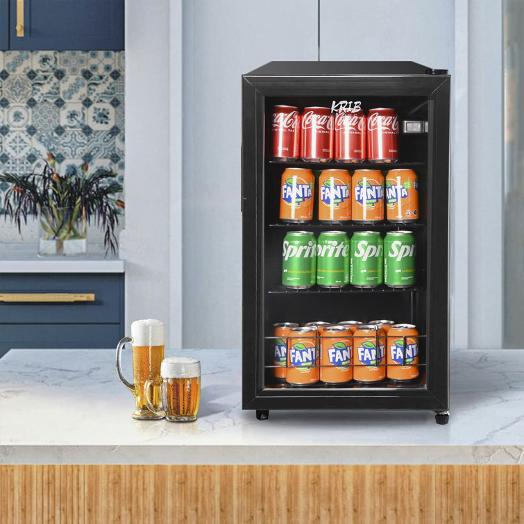 Beverage Refrigerator Cooler-120 Can Mini Fridge Glass Door for