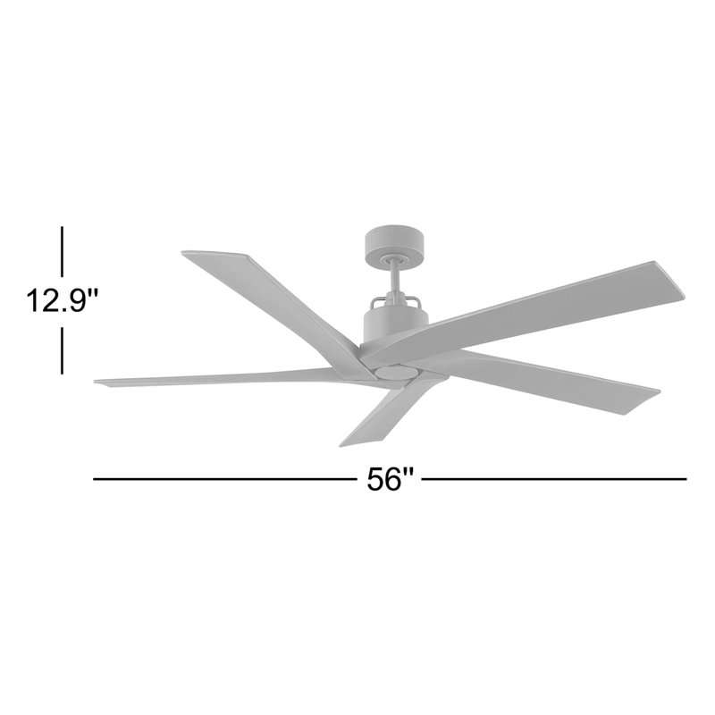 Ventilateur de plafond standard à 5 pales 70 pouces avec télécommande Adalai, Blanc mat avec pales blanc mat
