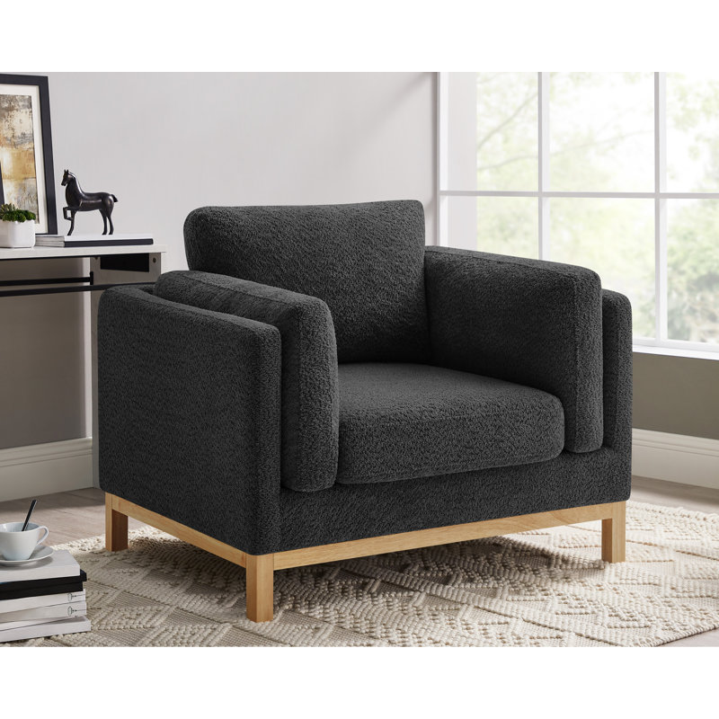 Chanequa 41.34In Oversized Upholstered Accent Chair, Dark Gray Boucle