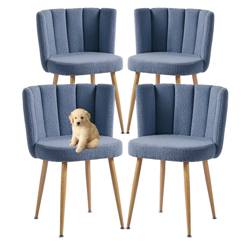 Ensemble de 4 chaises de salle à manger rembourrées Modern Lotus, Bleu