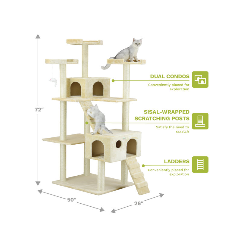 72'' H Cat Tree, Beige