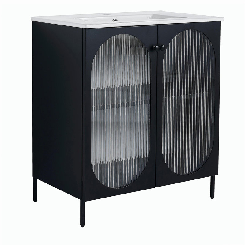 Comptoir de salle de bain vertical de 30 pouces avec lavabo en céramique