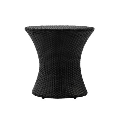 KONO Hourglass Rattan Table with No Glass Top, Black