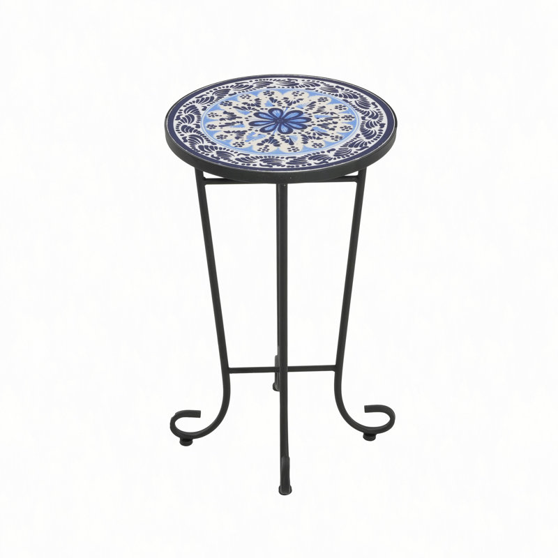 Patio Side Table, Black;Blue / Black
