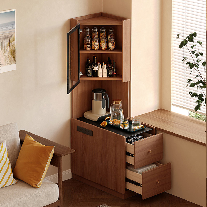 Nut-brown Manufactured Wood Corner cabinet, 64.96" H x 23.62" W x 15.75" D