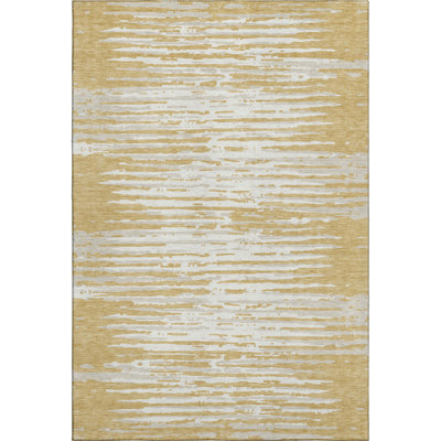 Premium Machine Washable Prisco Gold Rug