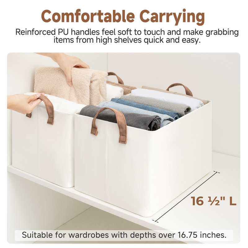 Bacs de rangement en tissu avec poignées, bacs pliables pour tablettes, placard, dortoir, H 10,25 po x l 12 po x P 16,5 po
