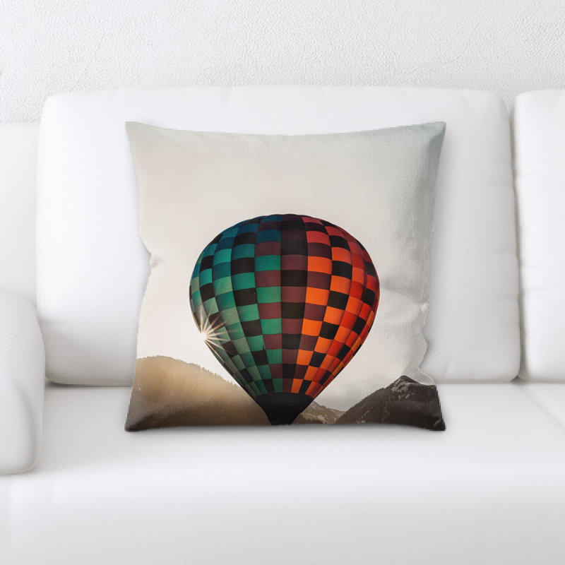 Hot Air Balloon Microsuede Reversible Throw Pillow