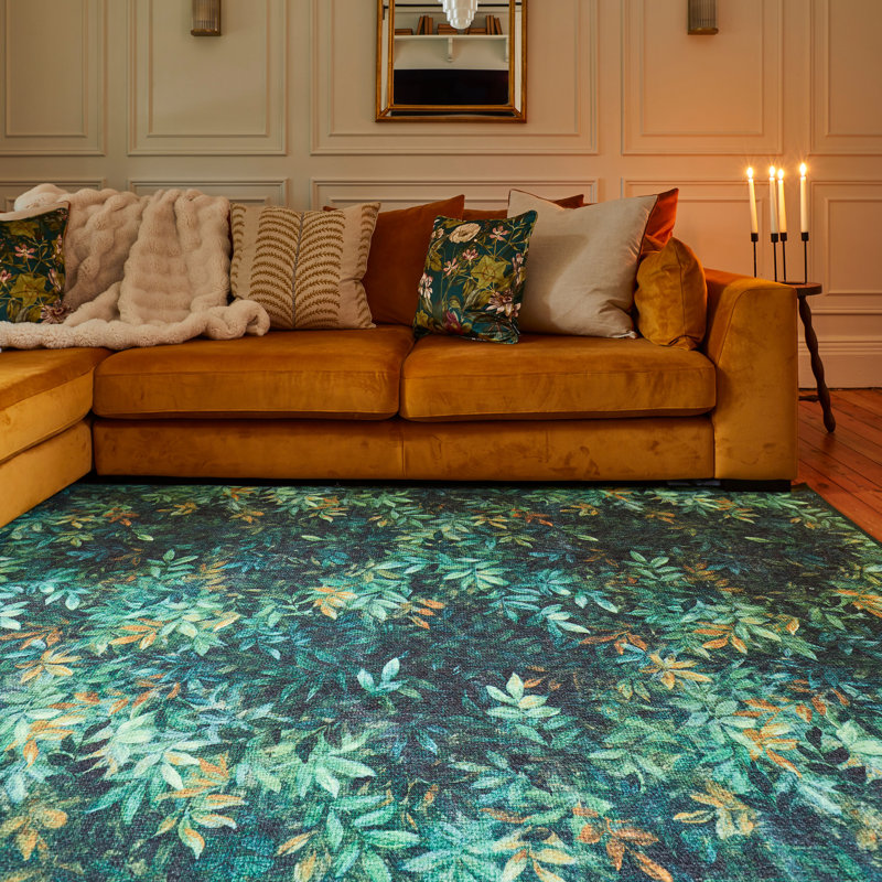 Clarke & Clarke Floral Digitally Printed 185cm X 290cm Area Rug, Runner 61 x 230 cm, Green