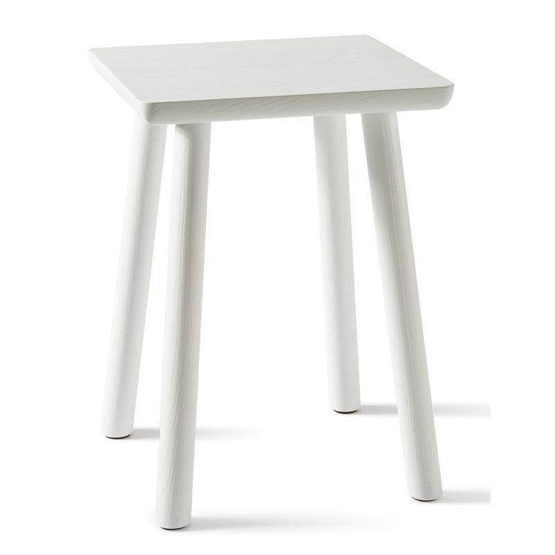 Solid Wood Accent Stool, White
