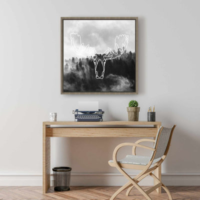 Minimalist Moose Head Canvas - Rustic Bedroom Decor Wall Art