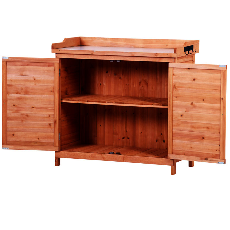 Outdoor 39" Potting Bench Table, Orange