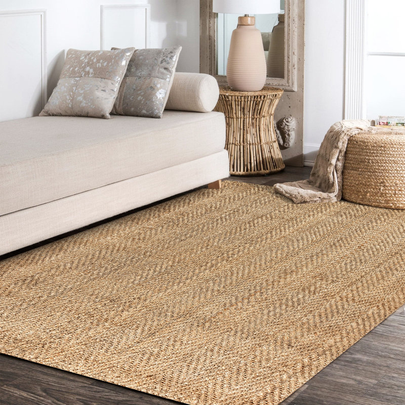 Linnea Espina Hand Woven Herringbone Chunky Jute Natural Rug, Rectangle 4' x 6'