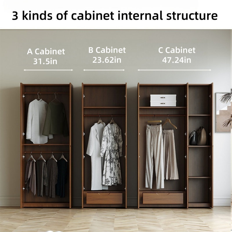 Armoire simple en noyer moderne, H 78,74 po x l 31,5 po x P 19,69 po
