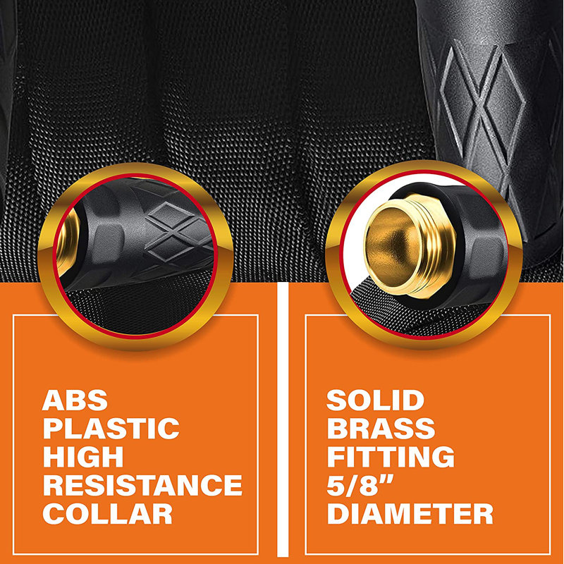 Bionic Flex Pro 25ft Black Polyester Garden Hose with Brass Nozzle