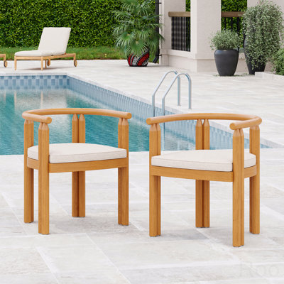Ensemble de 2 chaises de salle à manger en bois d'acacia avec accoudoirs, conception ergonomique pour le confort et la durabilité, parfait pour l'extérieur