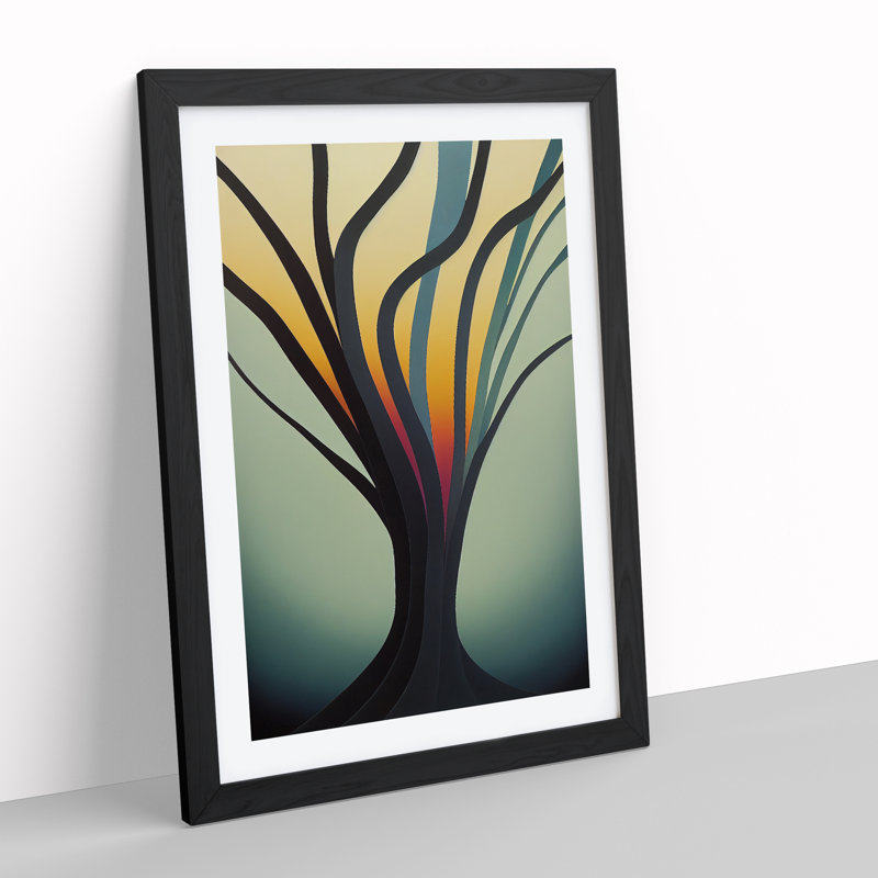 Splendid Abstract Tree No.2 - Wall Art, Black Framed, 64cm H x 46cm W x 2cm D