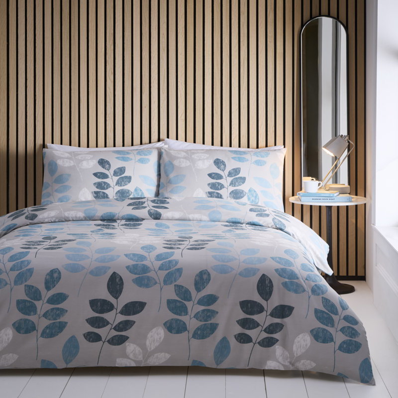 AVANI Cotton Blend Floral Duvet Cover Set with Pillowcases Included, Super King Duvet Cover  + 2 Standard Pillowcases, Blue