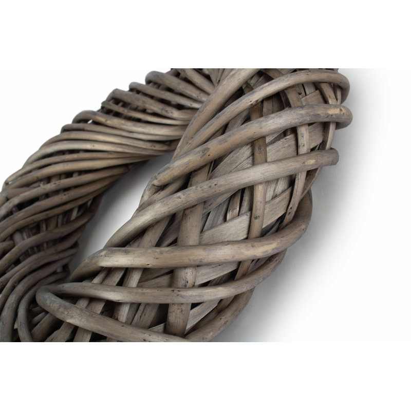Wicker Heart Shaped Wreath, 30cm H x 30cm W x 8cm D