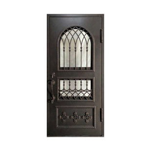 Regency Lattice Single Iron Arched Door