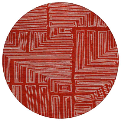 Clayra Red Washable Indoor-Outdoor Rug - 