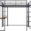 Lit mezzanine en métal noir avec bureau et 2 tablettes - pleine grandeur, stable, optimisant l'espace pour la taille et les tablettes, robuste-1011387611