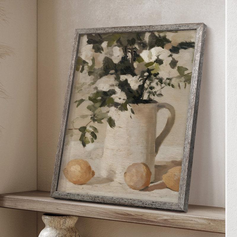Impression florale vintage encadrée LX - bois massif, H 21 po x l 17 po
