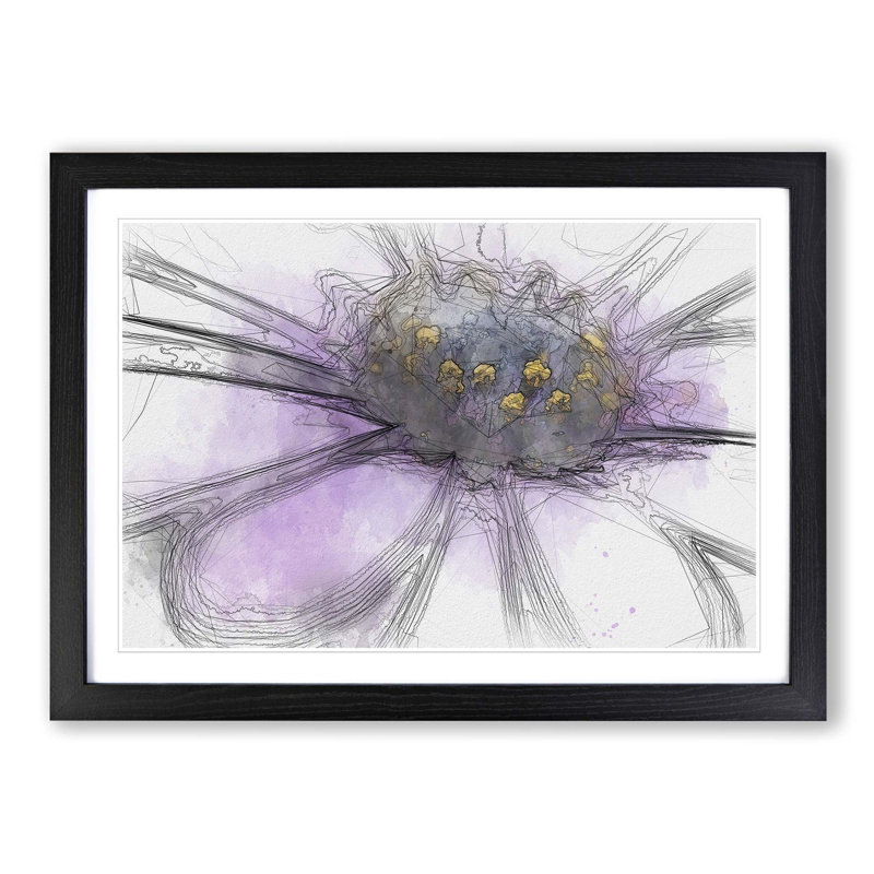 Pollen of a Purple Gerbera Flower in Abstract - Picture Frame Graphic Art Print, Black, 50cm H x 76cm W x 2cm D