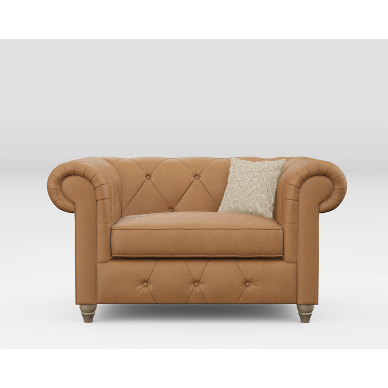 Melrose Leather Chair And A Half, Walnut, Saddle