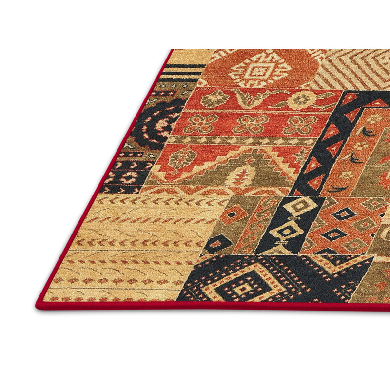 Tapis brun clair / rouge / brun, Rectangle 5 pi x 7 pi