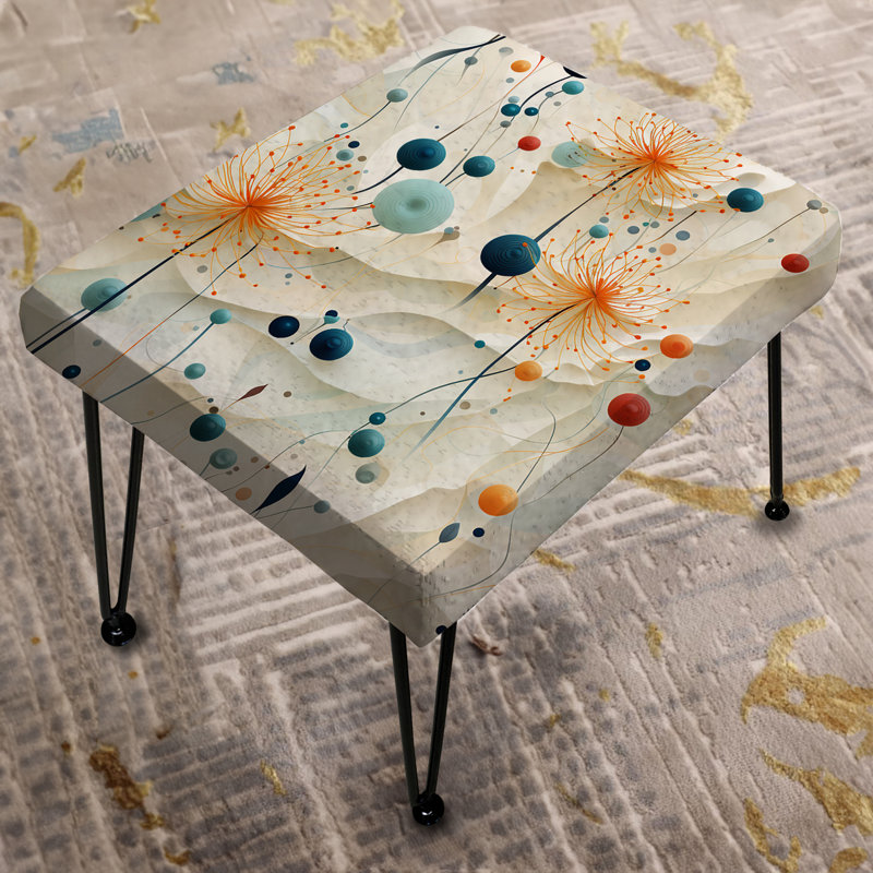 «Atnant Stillness Of Floral Spheres Gardens» - Repose-pieds rectangulaire floral