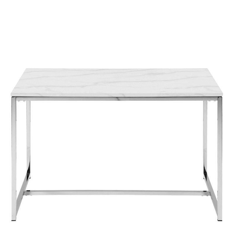 Rumi Metal Base Dining Table, White/Chrome