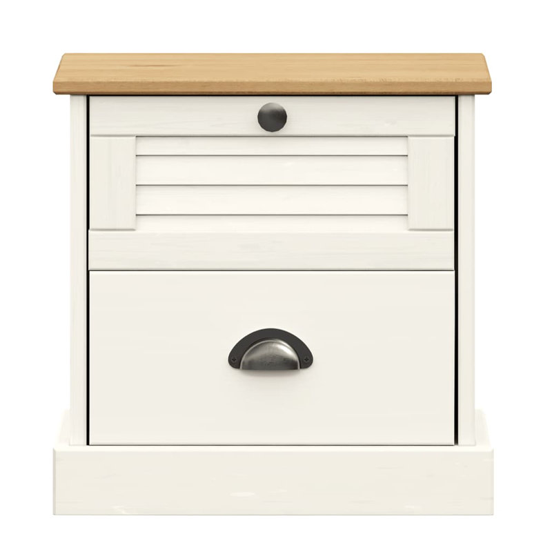 Etting 42cm W Bedside Table, White/Brown