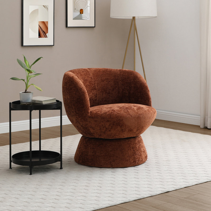 Danvers Chenille Swivel Chair, Orange