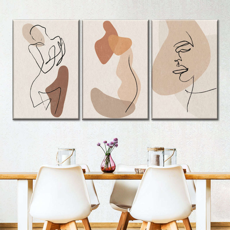 Son visage et son corps sur toile, ensemble de 3 pièces, H 36 po x l 74 po x P 1,25 po