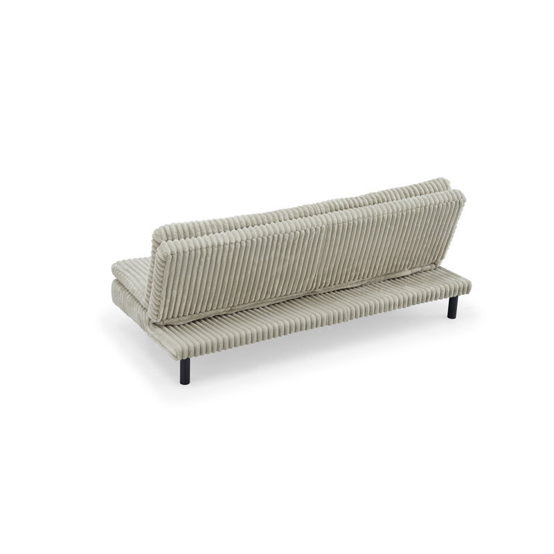 Futon beige avec coussin en velours côtelé, Velours côtelé beige