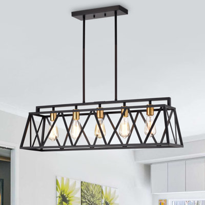 Luminaire suspendu linéaire à 5 lumières pour îlot de cuisine Hakim