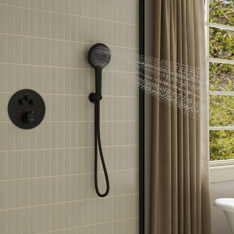 3-Function Handheld Shower With Easy-To-Clean Nozzles And Standard U.S. NPT 1/2 Thread, Matte Black