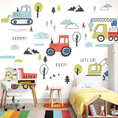 Tractors And Diggers - Wall Mural