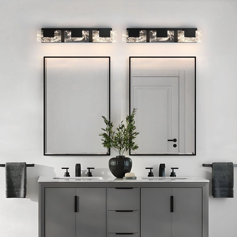 3-Light Modern Bathroom Vanity Light, Matte Black