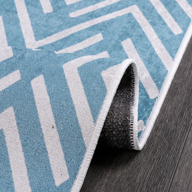 Tapis de couloir antidérapant et lavable - Tapis de lessive 20 x 59 pouces 70% coton, Turquoise Tolleranza