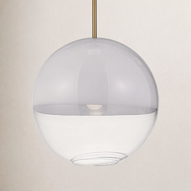 Sean Lavin Torian 1 Light Kitchen Pendant With Milk Clear Glass Mix Shade, Burnished Brass