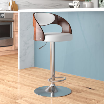Nathalia Height Adjustable Swivel Faux Leather Bar Stool