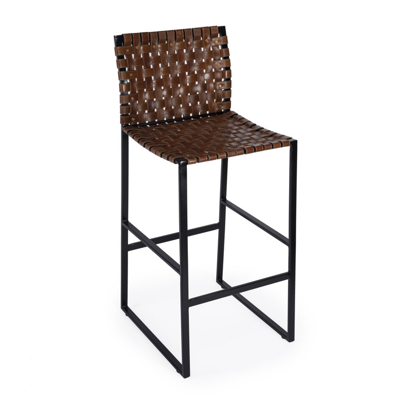 Upholstered Counter Stool with Metal Frame, Bar Stool (30" Seat Height), Dark Brown/Black