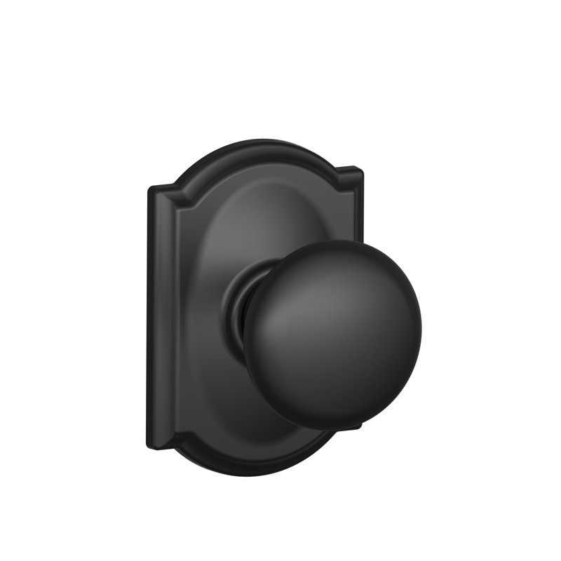 Plymouth Knob with Camelot Trim Non-Turning Lock, Matte Black