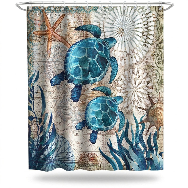 Rideau de douche Nautical Sea Turtle