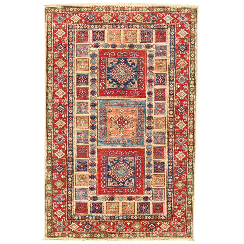 Canvello Multi Color Pak Super Kazak Lamb's Wool Rug 4' X 6'